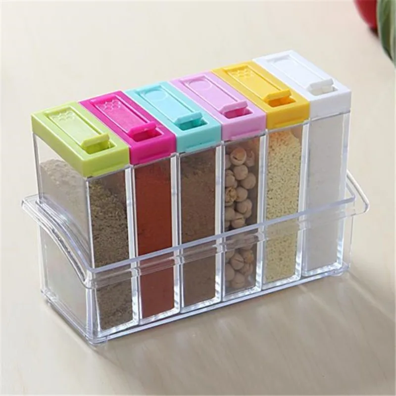 Kitchen Gadgets Organizer - Transparente Gewürz-Gewürzbox mit sechs Gittern, sechsteiliges