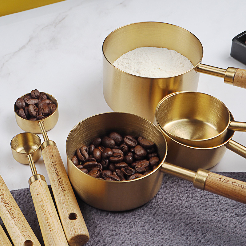 Kitchen Gadgets Gold - 4/8 stücke Holz Gold Messbecher Und