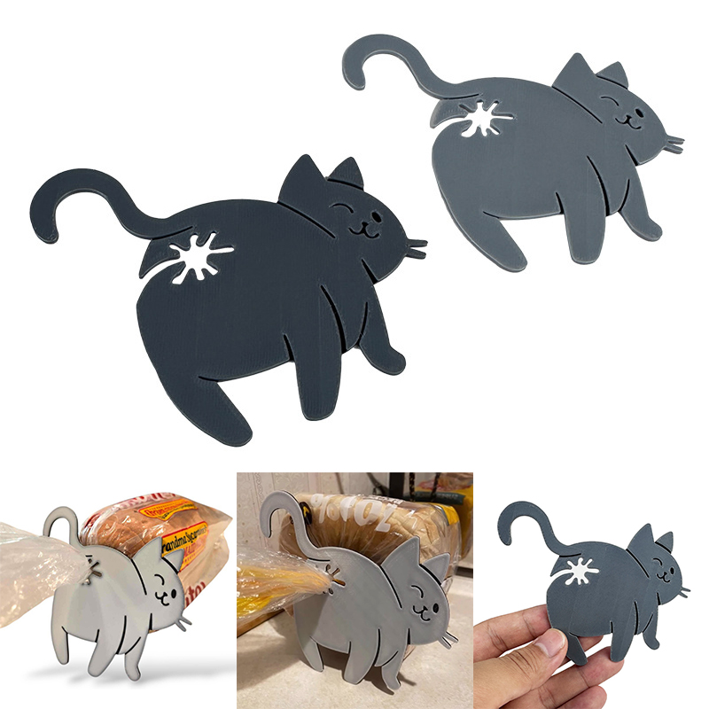 Funny Kitchen Gadgets Gifts - 2 Stück lustige Katzen-Po-Beutel-Clips, 3D-gedrucktes Küchenhelfer