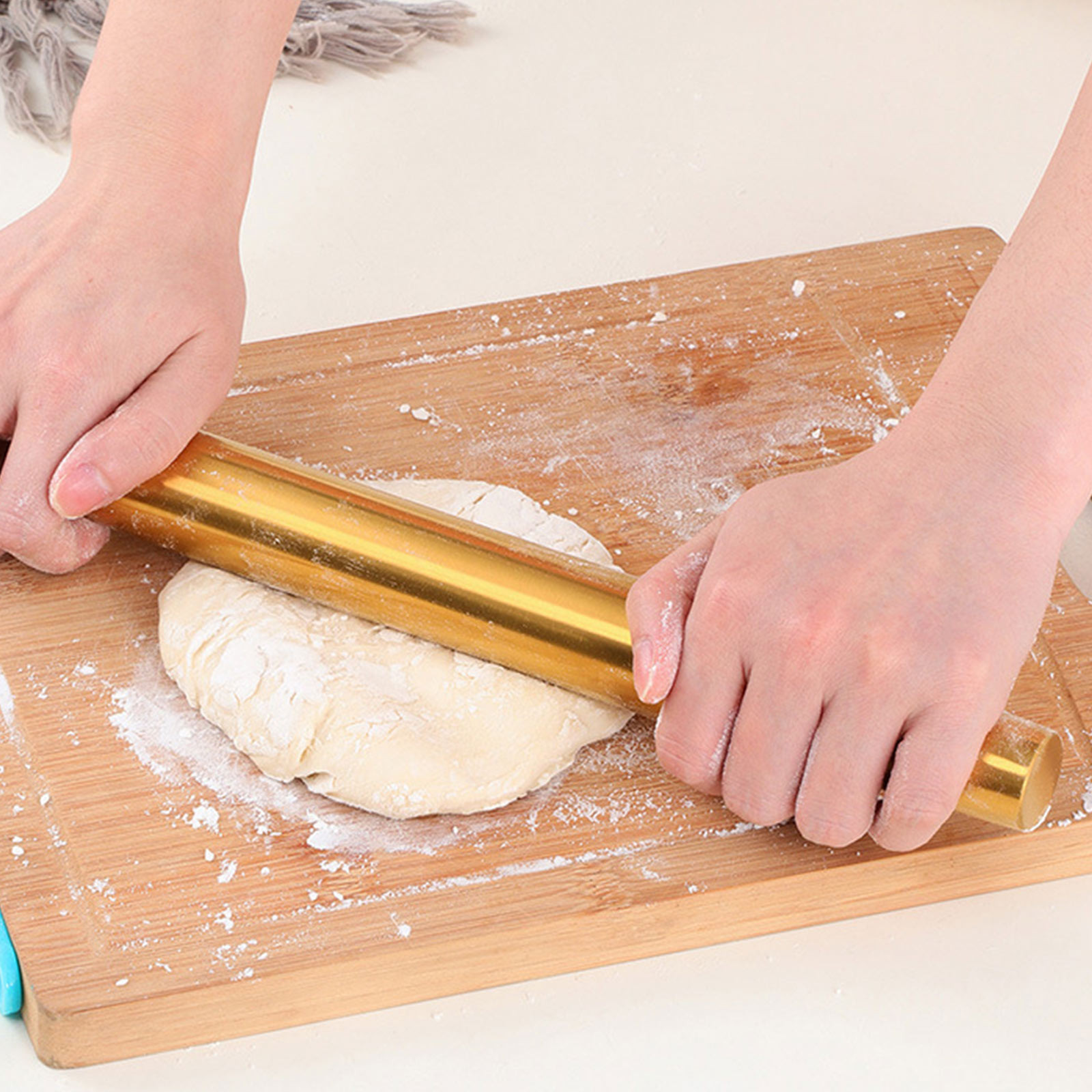 Kitchen Gadgets Gold - Goldener Teigroller Backwerkzeug für Kekse Edelstahl-Nudelroller