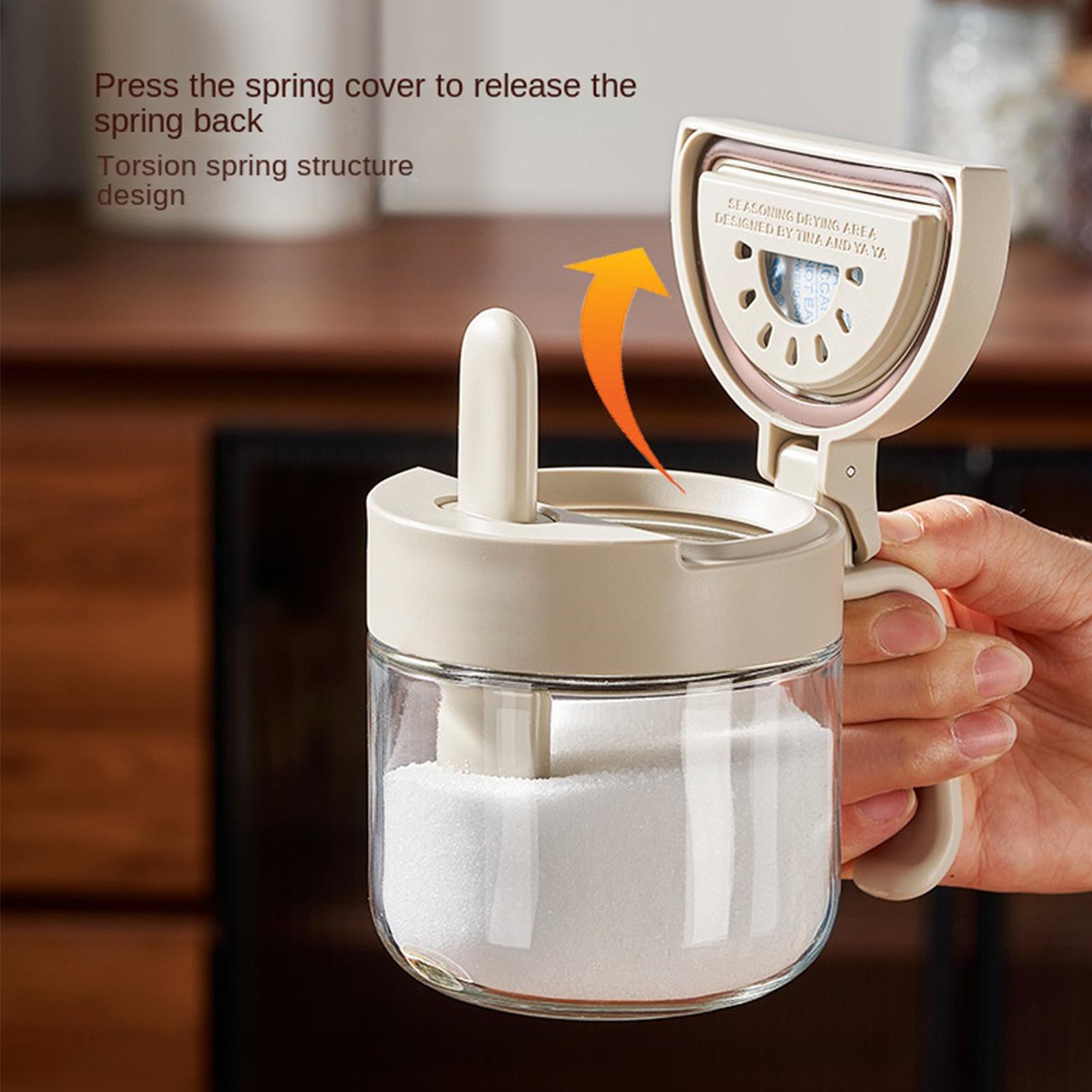 Kitchen Gadgets Organizer - Gewürzglas, auslaufsicherer Salzbehälter mit Löffel, Küchengewürzglas
