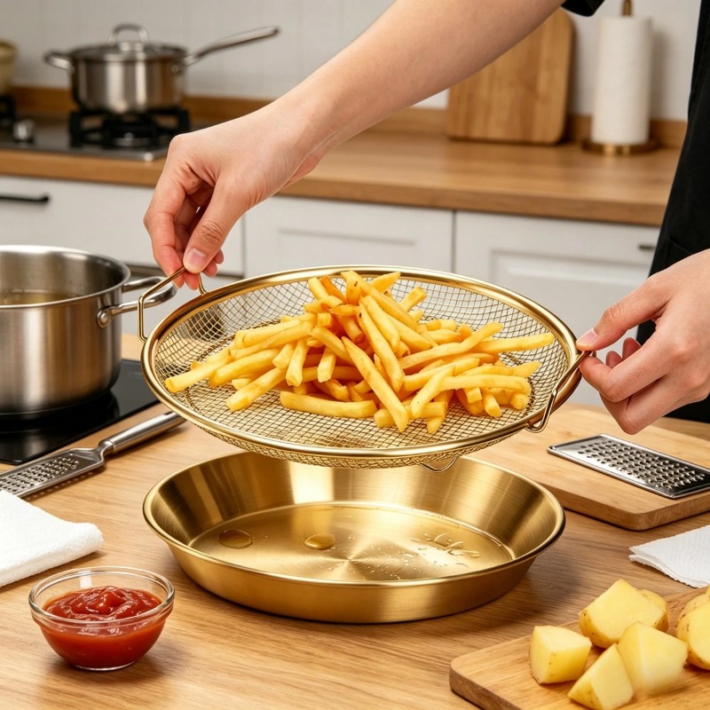 Goldfarbener, robuster Frittie – Kitchen Gadgets Gold Bewertung und Preis