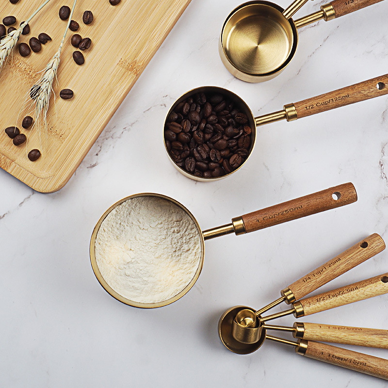 4/8 stücke Holz Gold Messbeche – Kitchen Gadgets Gold Bewertung und Preis