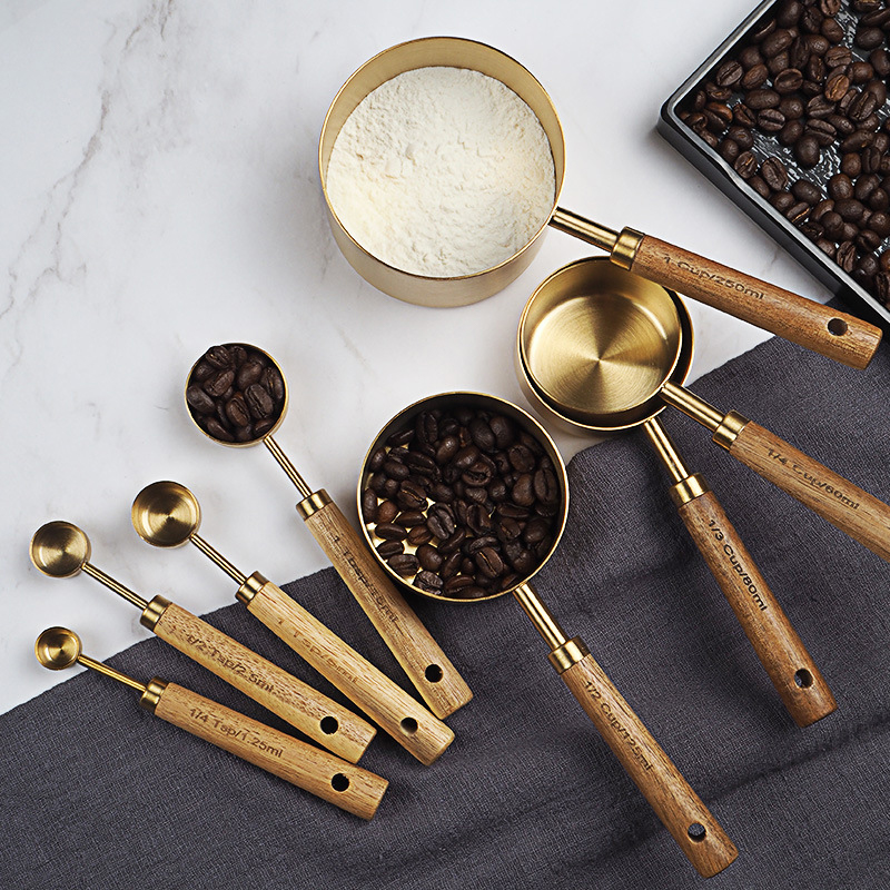 4/8 stücke Holz Gold Messbeche – Kitchen Gadgets Gold Bewertung und Preis